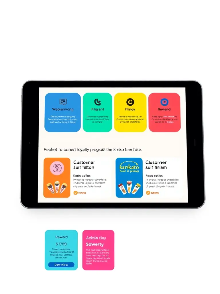 A tablet interface showing customer loyalty program details and personalized offers, illustrating how Kreko uses technology to enhance customer engagement and retention.